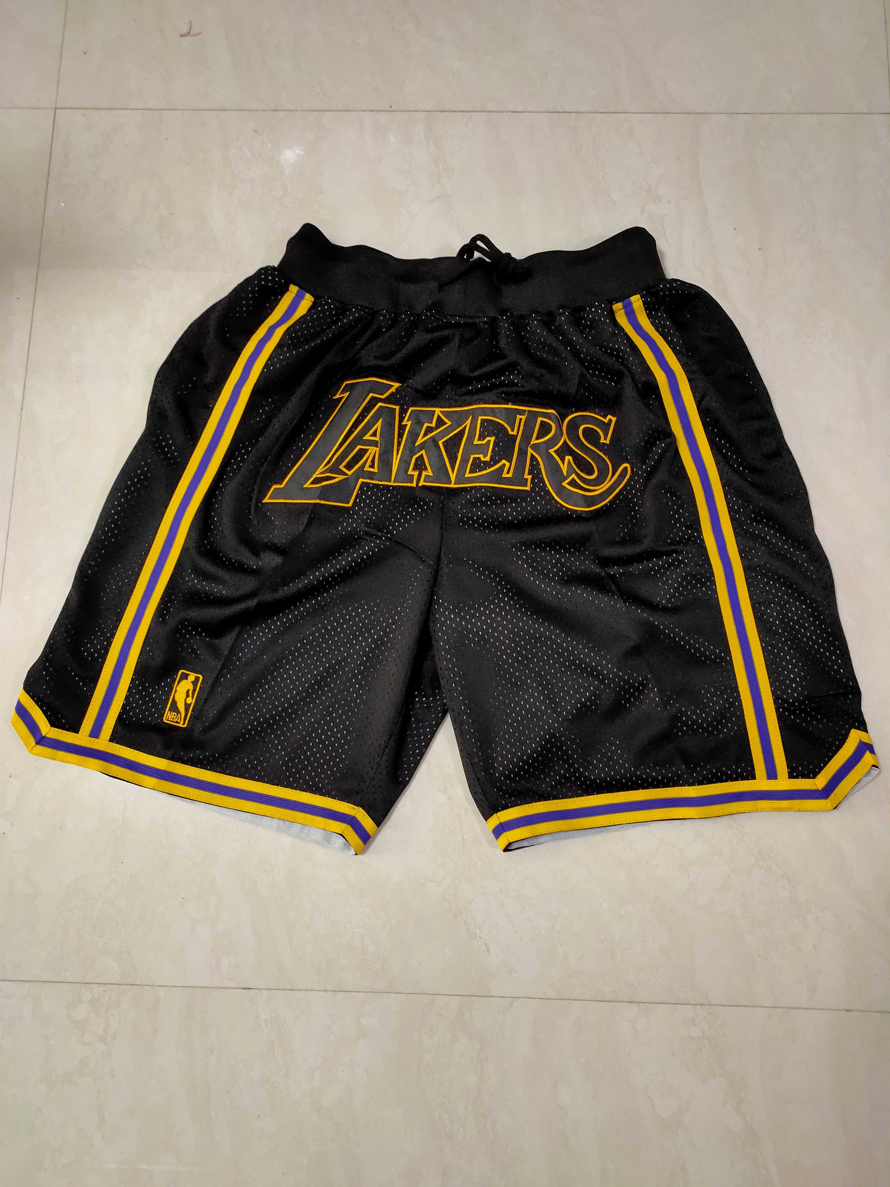Men NBA 2021 Los Angeles Lakers Black Shorts 5